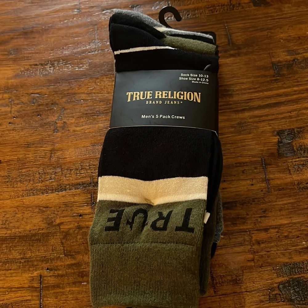 True Religion 5 Pack Crew Socks